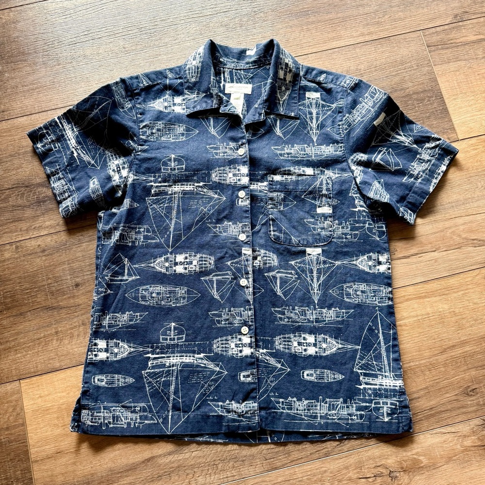 Jones New York Navy Short-Sleeve Button-Down Shirt